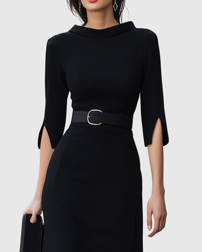 Elegante Midi Robe Minimalistisch Damenkleid