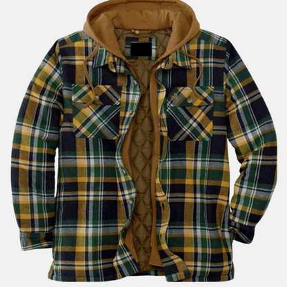Herren Jacke Kariert Warm Lässig Knöpfbar