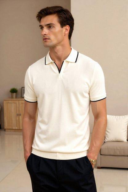 Herren Poloshirt Elegantes Design Kontrastfarben Modern - BerlinGlamour