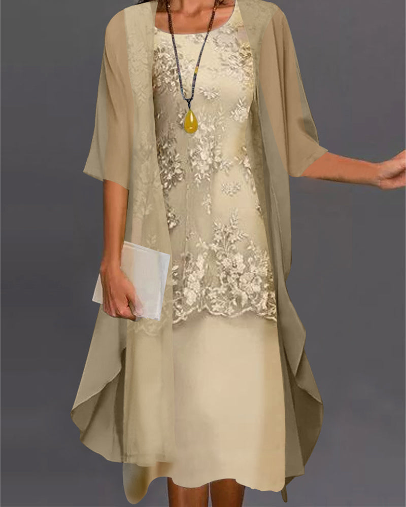Elegantes Chiffon Kleid Zwei Teile Abendkleid Damen