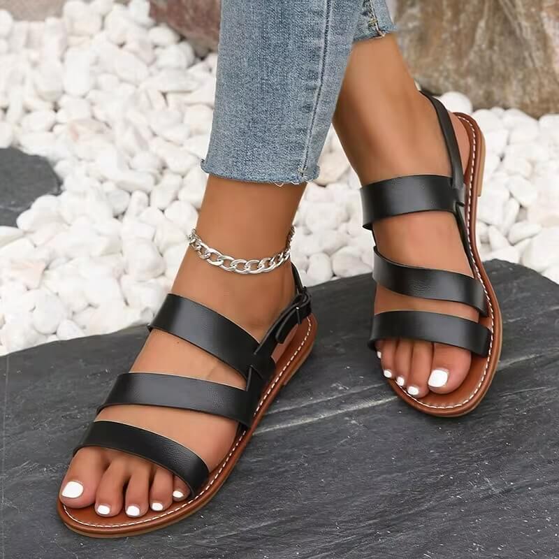 Sommer Sandale Damen Bequem mit Knöchelriemen