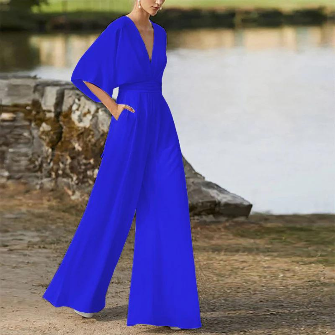 Eleganter Damen Jumpsuit mit Halben Ärmeln Modern