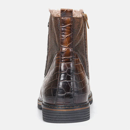 Herrenstiefel Leder Warm Winterstiefel Schwarz