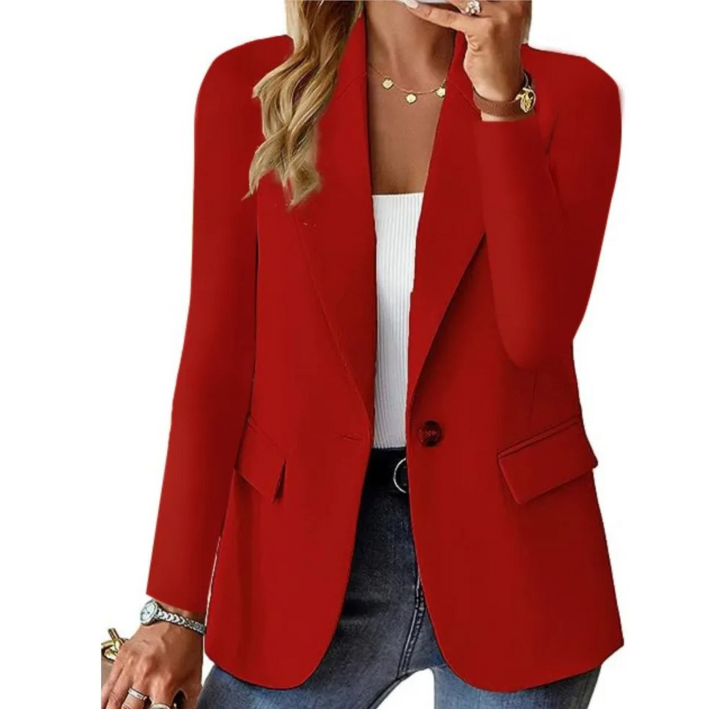 Damen Blazer Langärmlig Slim Fit Schwarz