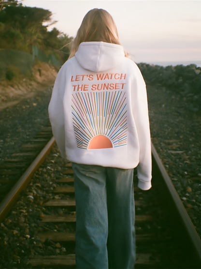 Damen Hoodie Oversized Sunset Print Groß