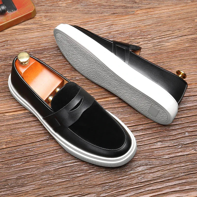 Herren Lederschuhe Casual Slip-on Schwarz Elegante Schuhe - BerlinGlamour