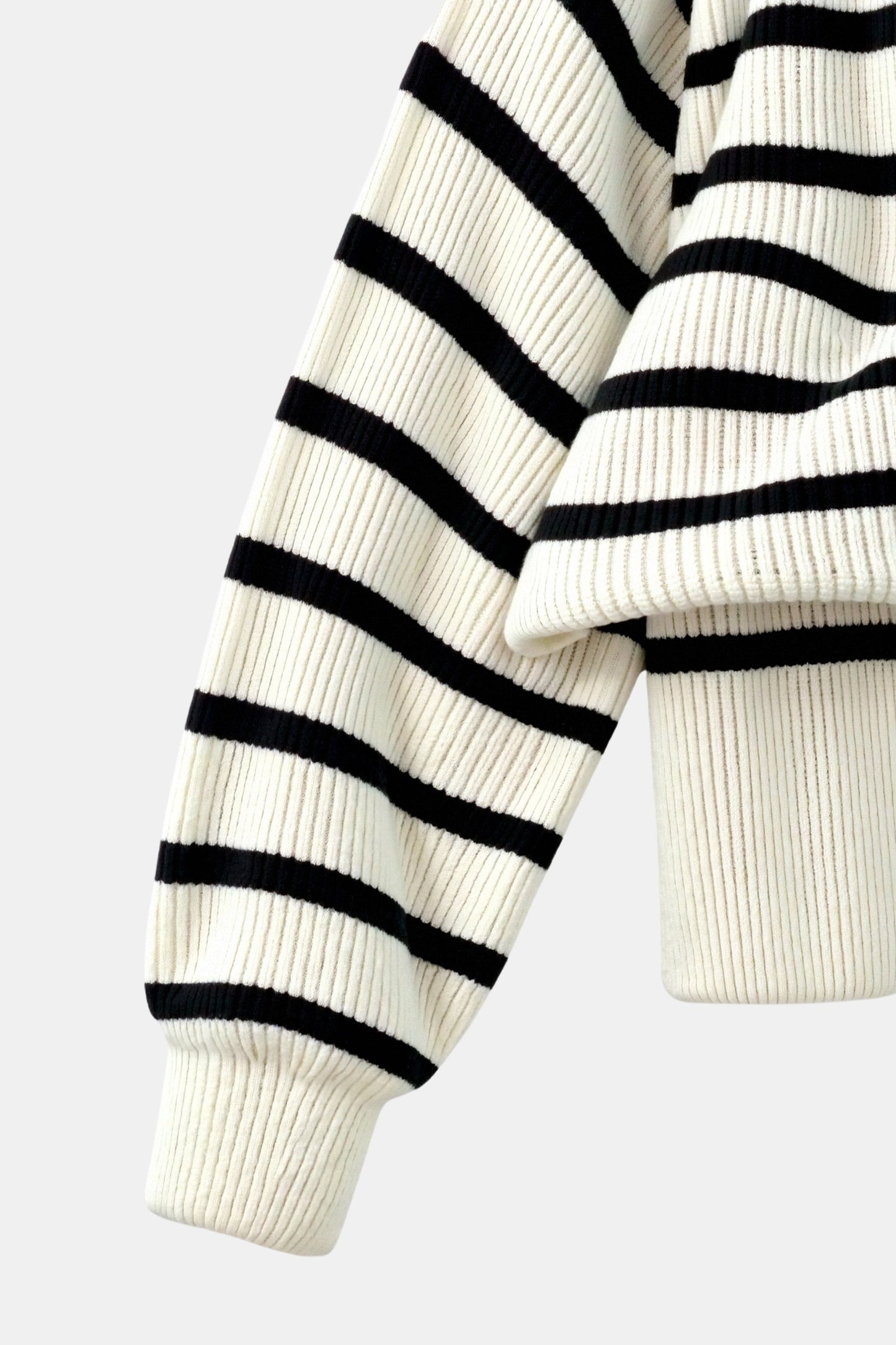 Damenpullover Streifen Reißverschluss Kragen Modern