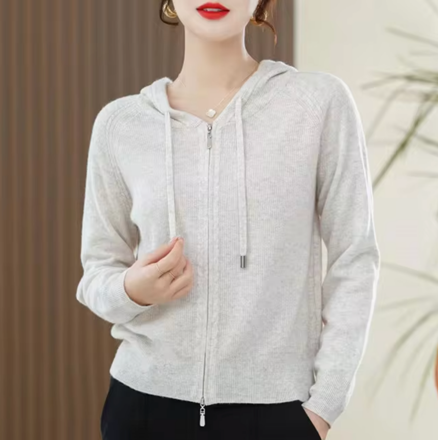 Strick Hoodie Damen Warm Oversized