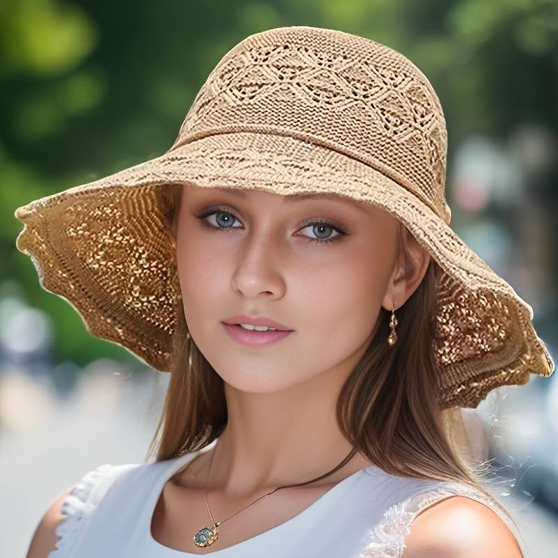 Eleganter Damen Sonnenhut Sommer Stroh