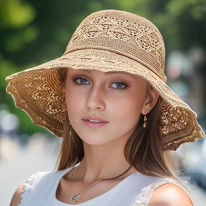 Eleganter Damen Sonnenhut Sommer Stroh
