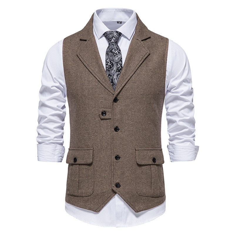 Herren Weste Elegant mit Seitentaschen Baumwolle