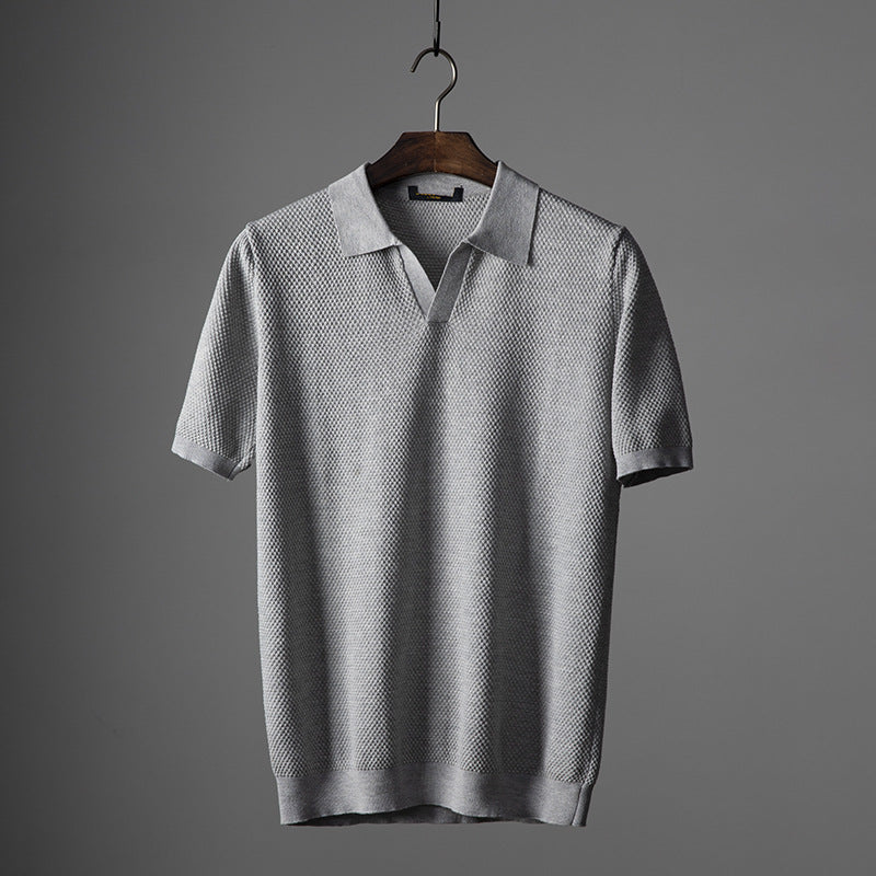 Herren Polohemd Lässig V-Ausschnitt Modern