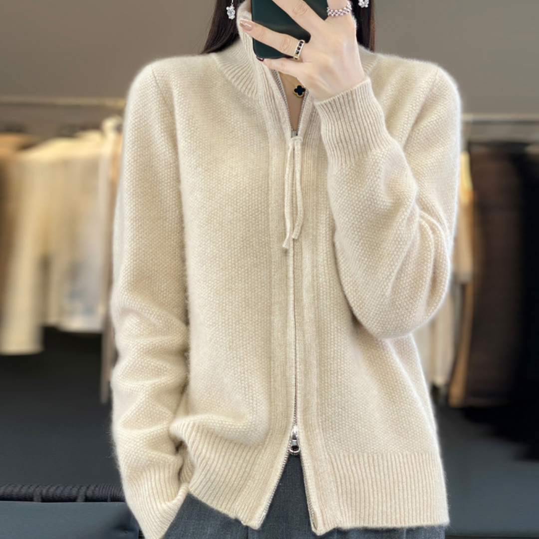 Eleganter Cardigan mit Reißverschluss Bequem Modern - BerlinGlamour
