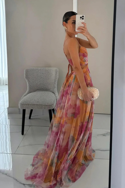 Damen Maxikleid Faltenrock Lang Elegant