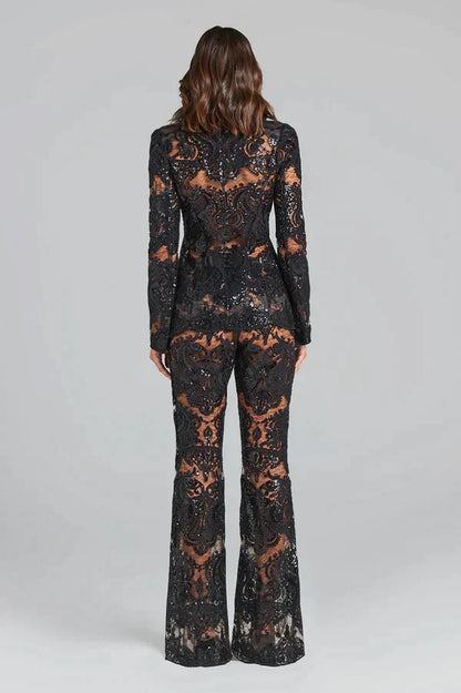 Glitzerndes Pailletten Anzug Damen Set Luxus