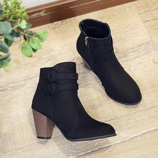 Damen Stiefeletten High Heel Schnalle Reißverschluss