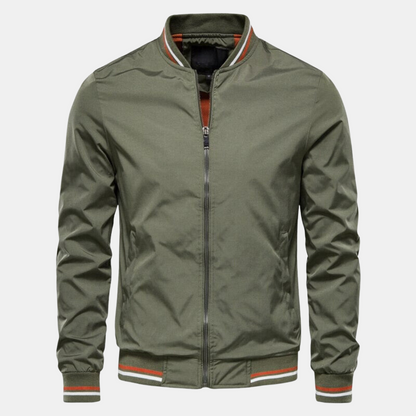 Herren Bomberjacke Stylisch Leder Schwarz