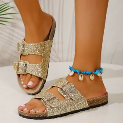 Glitzersandalen Damen High Heel Berlin Chic