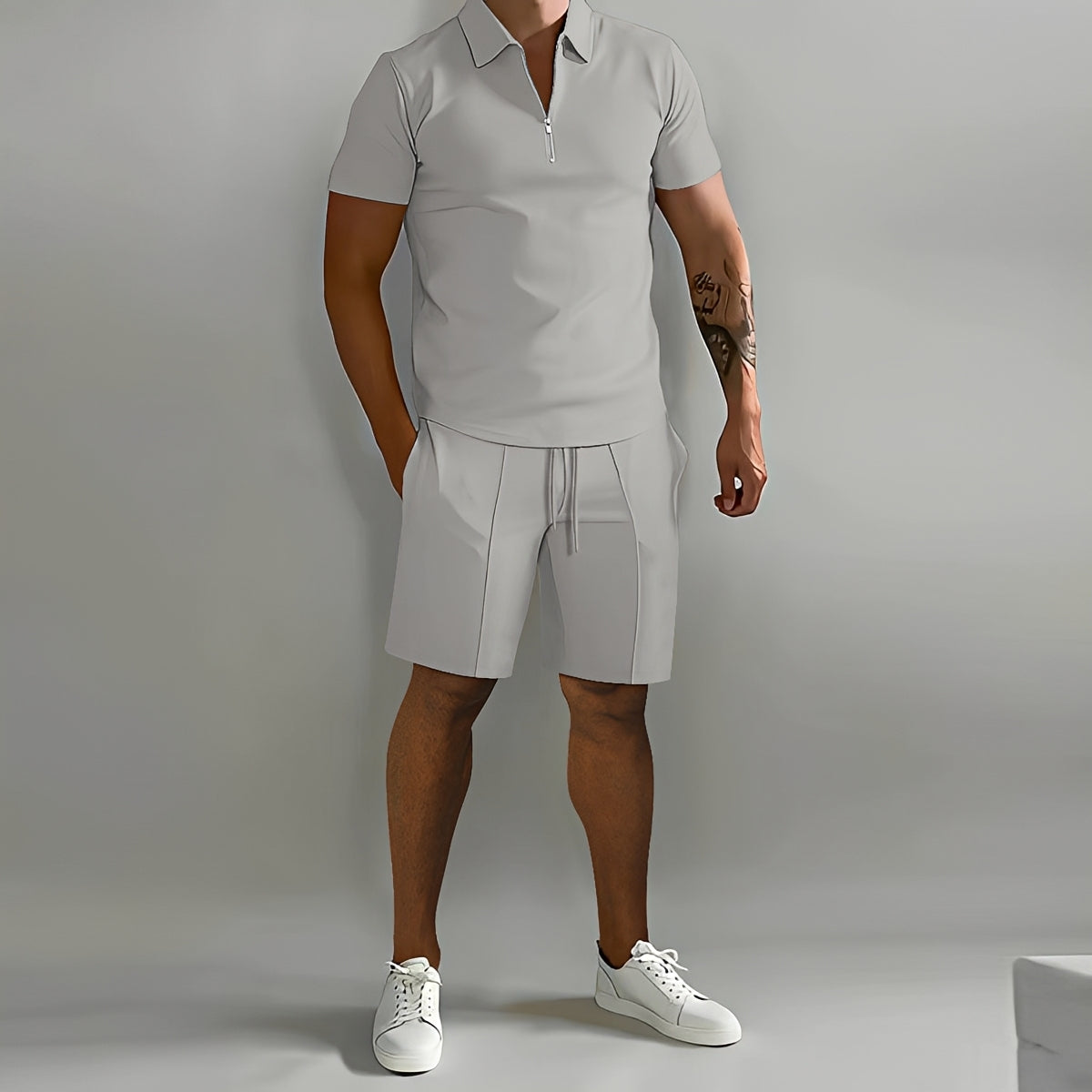 Herren Pullover Set Modern Halb Reißverschluss