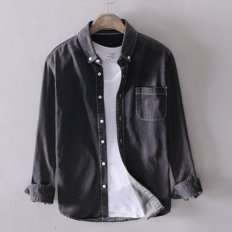 Herren Jeanshemd Langarm Bequem Modern