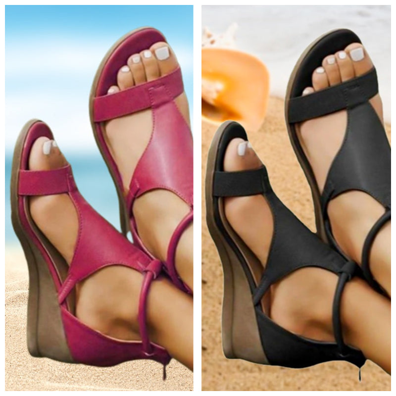 Orthopädische Sandalen Damen Leder Komfort Absatz