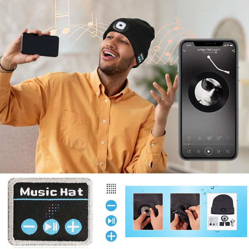 Mütze LED Bluetooth Lautsprecher Abnehmbar Musik