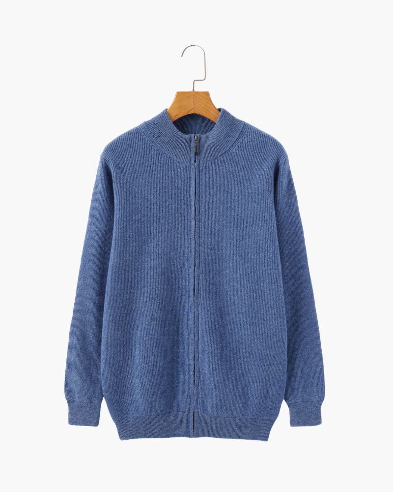 Herren Strickjacke Kaschmir Rippenstrick Modern
