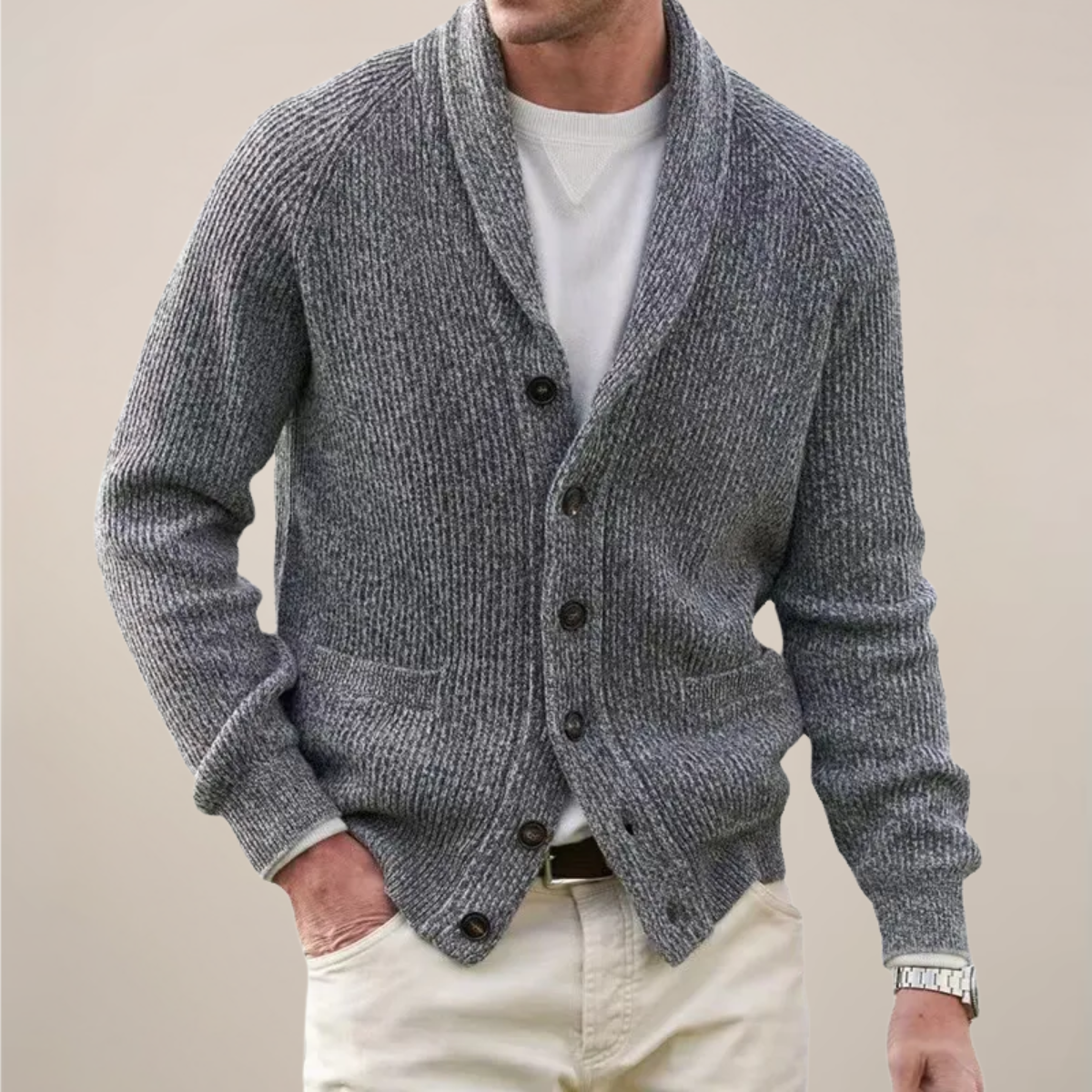 Herren Strickjacke FrühjahrSchalKragen Bequem