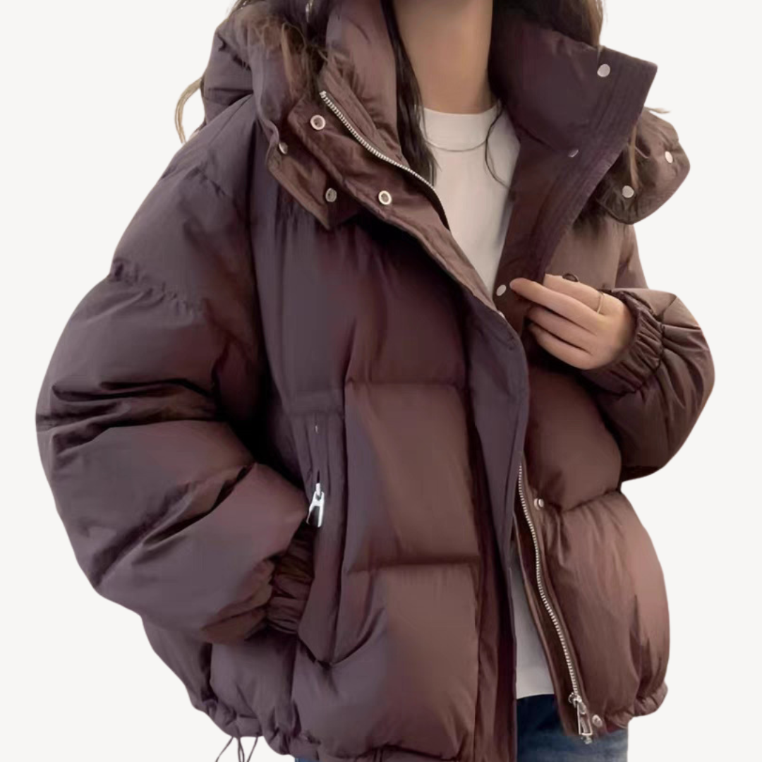 Übergroße Damen Pufferjacke Warm mit Hochem Kragen
