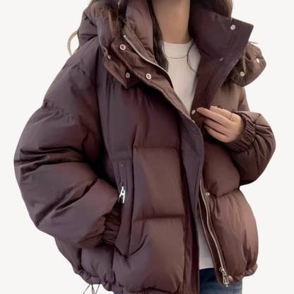 Übergroße Damen Pufferjacke Warm mit Hochem Kragen