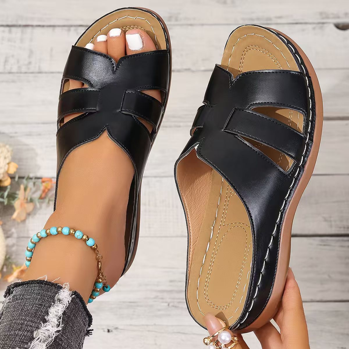 Damen Slipper Sandalen Stilvoll Bequem