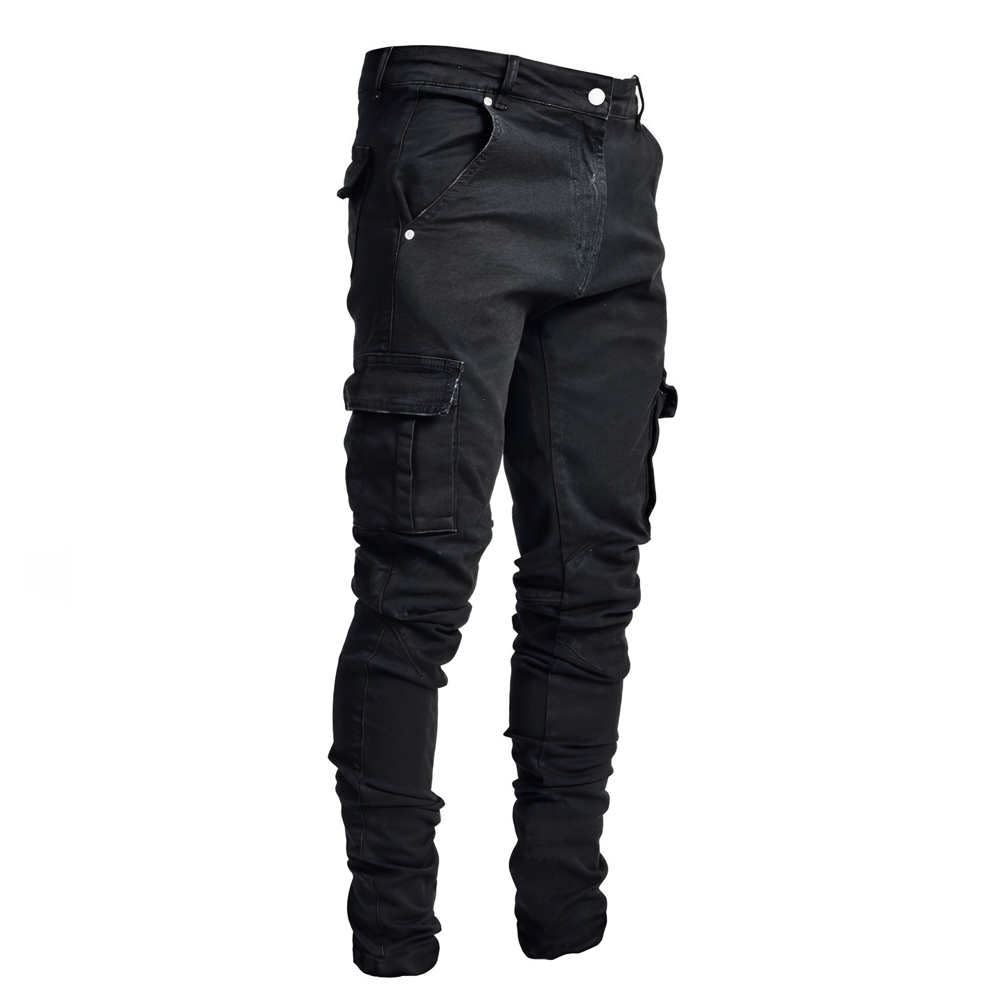 Herren Slim Fit Cargohose Modern Schwarz