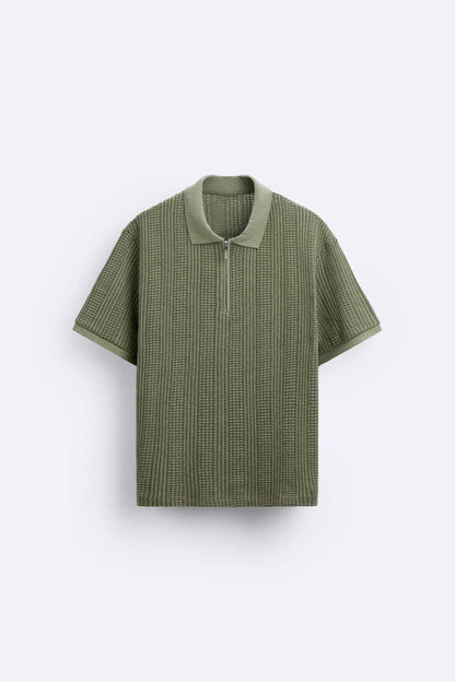 Strick-Polo Reißverschluss Herren Sportlich Modern