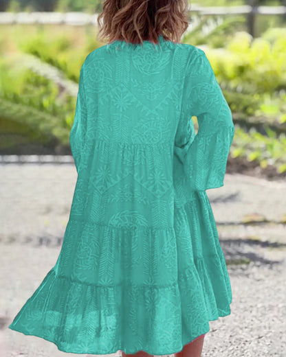 Boho Kleid 3/4 Ärmel Geometrischer Druck Frauen