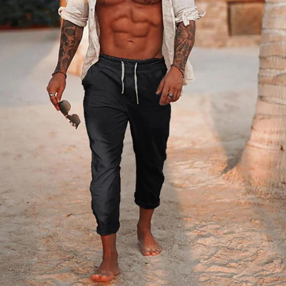 Herren Leinenhose Elegant Slim Fit Beige - BerlinGlamour