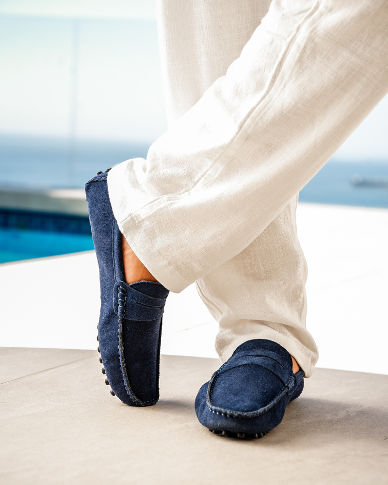 Herren Mokassin Schuhe Wildleder Slip On Braun
