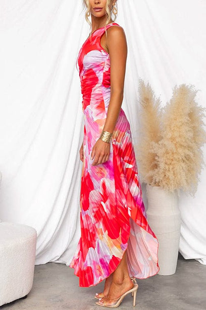 Elegantes Blumenkleid One Shoulder Farbenfroh Chic
