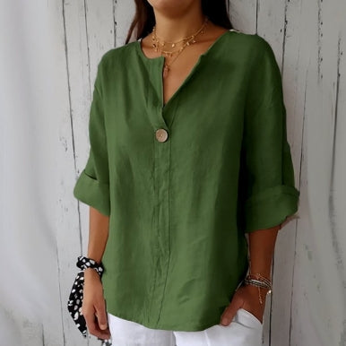 Damenbluse V-Ausschnitt Weite Bluse Sommer