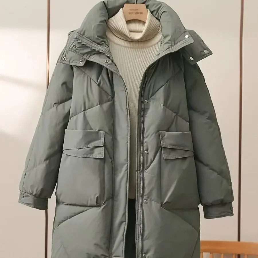 Damen Pufferjacke Grau Leicht Mit Umlegekragen