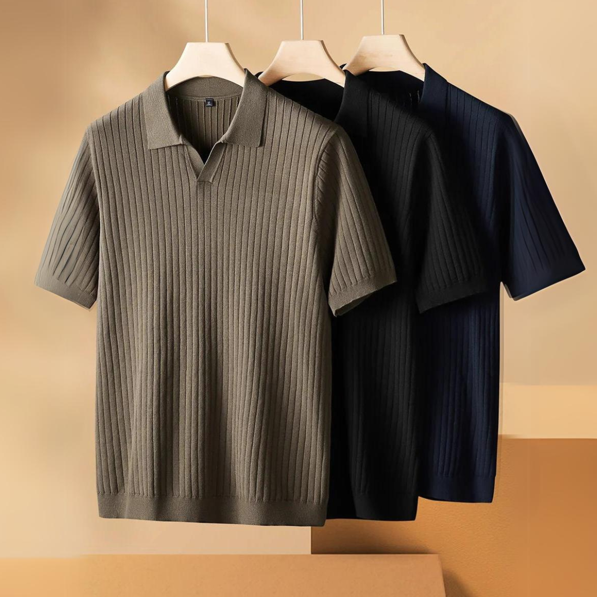 Herren Poloshirt Marineblau Strick Qualität - BerlinGlamour