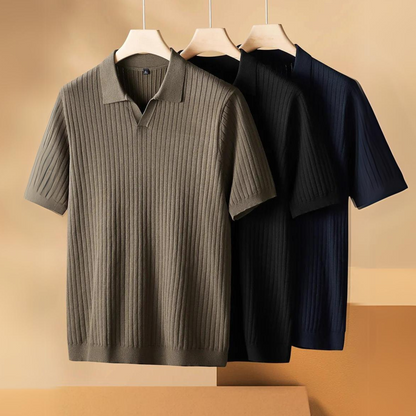 Herren Poloshirt Marineblau Strick Qualität - BerlinGlamour