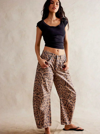 Damen Jeans Weitbein Bedruckt Trendy