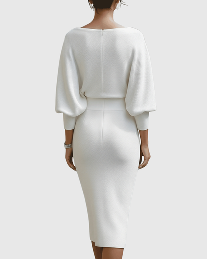 Elegantes Midi Kleid mit Drapierung Damenkleid
