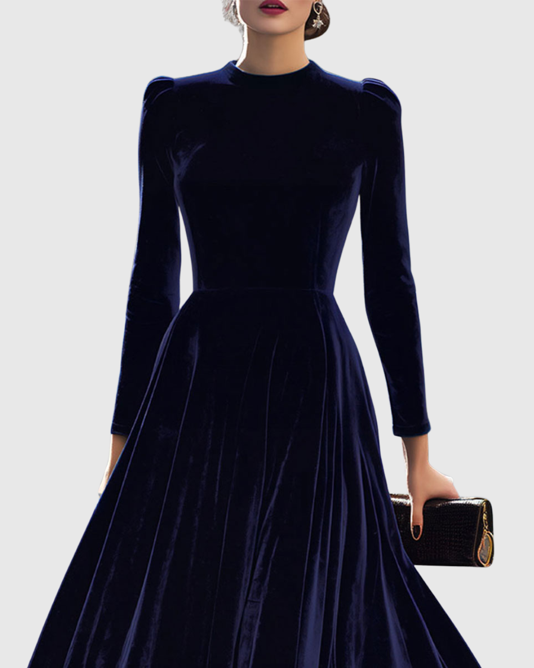 Samt Midikleid Elegant Damenkleid Partykleid