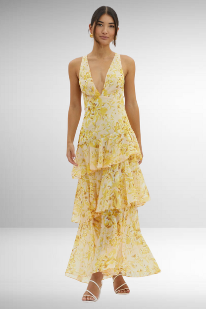 Damen Maxikleid Geblümt Elegantes Sommerkleid