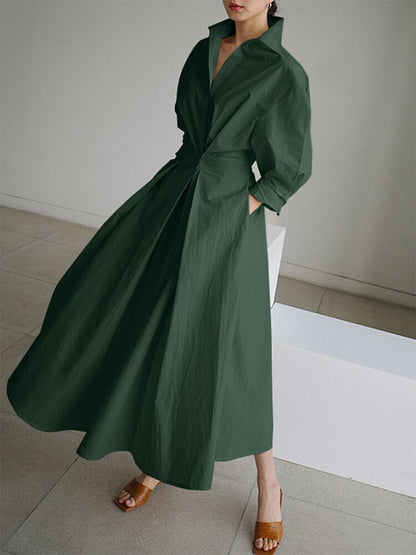 Damen Maxi Kleid Tailliertes Langhemd Elegант