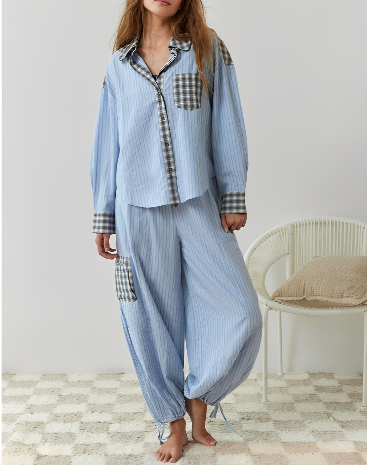 Damen Pyjama Set Bequem Lässig Baumwolle