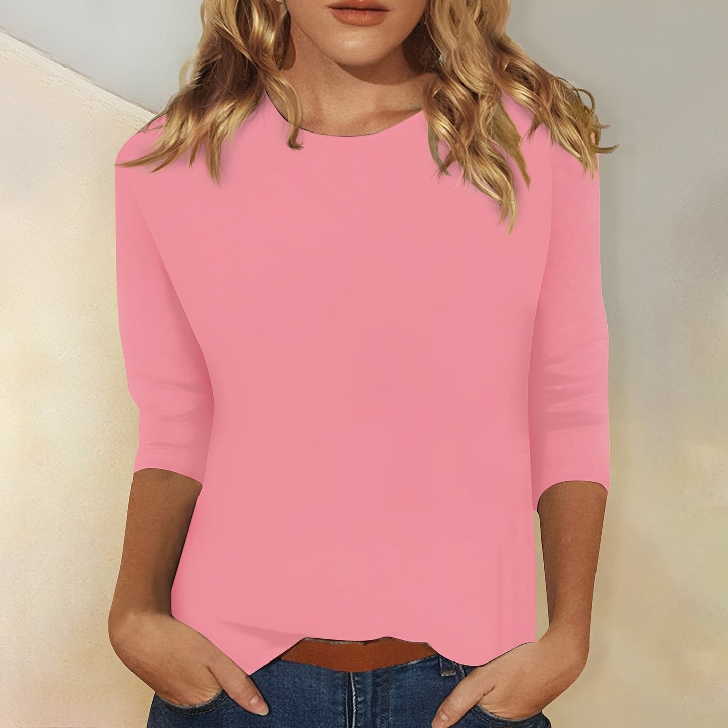 Damen-Shirt 3/4 Ärmel Lässig Modern