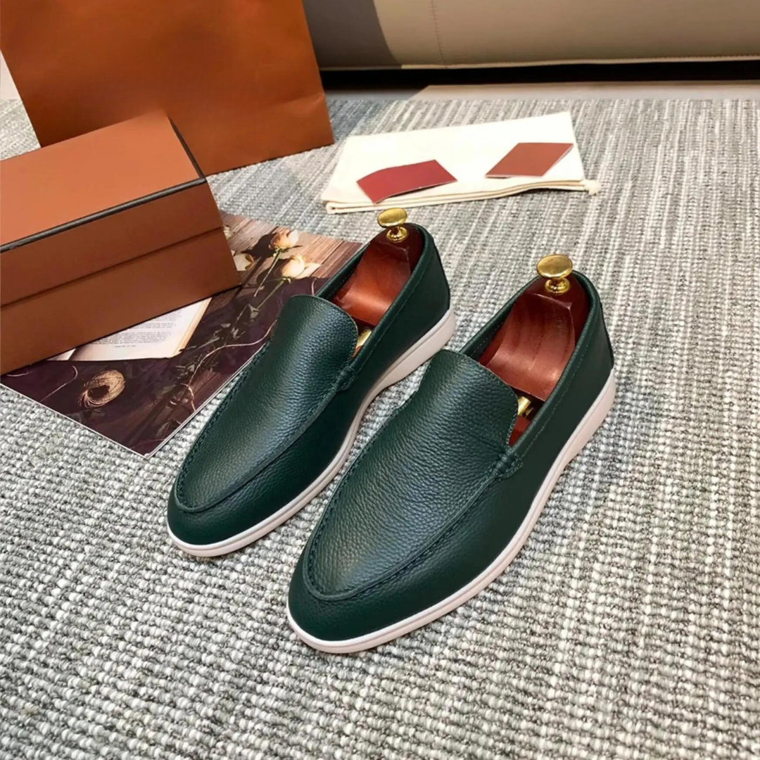 Herren Loafers Leder Schuhe Elegant Schwarz