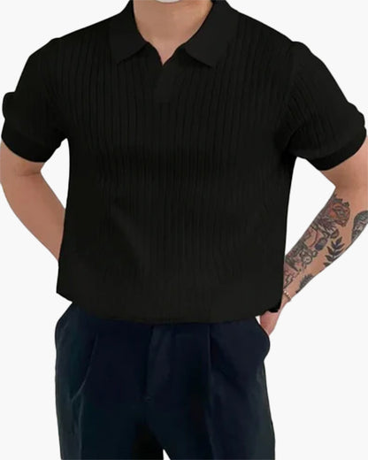 Herren Poloshirt V-Ausschnitt Strick Qualität